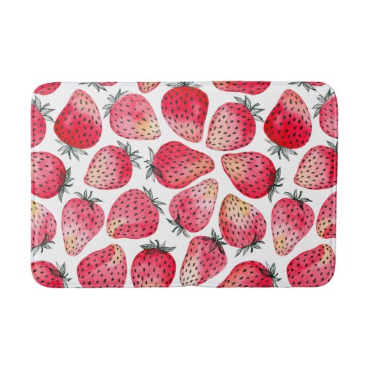 イチゴの水色とインク バスマット (正面)