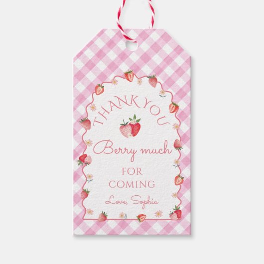 イチゴの波打ち感謝ベリー多く ギフトタグ (正面)