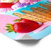 イチゴの甘いアイスクリーム ポスター (角)