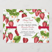 イチゴの甘いベビーシャワー 招待状 (正面/裏面)