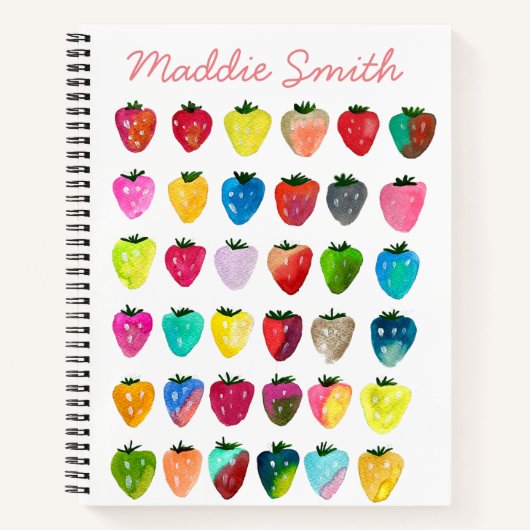 イチゴの甘みとかわいい果実の水彩 ノートブック (正面)
