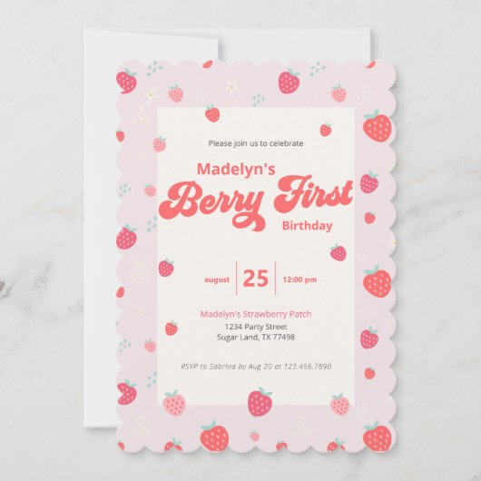 イチゴの第1期のバースデーサマー 招待状 (正面)