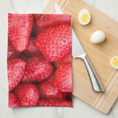 イチゴの背景 キッチンタオル (四つ折り)