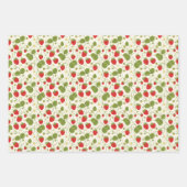 イチゴの花と実の３つのパターン ラッピングペーパーシート (正面2)