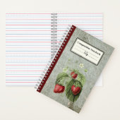 イチゴの花と果実のパーソナライズされた房 ノートブック (内側)