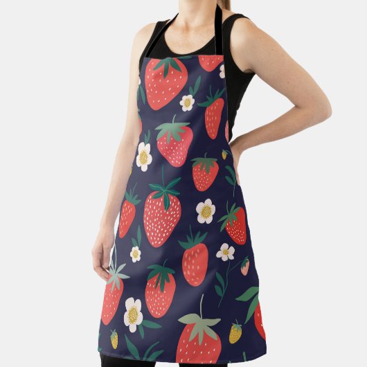イチゴの花と果実:装飾模様 エプロン (インサイチュ)