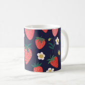 イチゴの花と果実：装飾模様 コーヒーマグカップ (正面右)