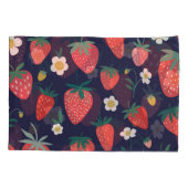 イチゴの花と果実：装飾模様 枕カバー (裏面)