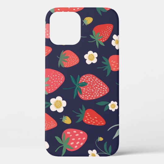 イチゴの花と果実：装飾模様 Case-Mate iPhoneケース (裏面)