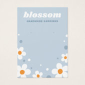 イチゴの花レトロほこりっぽい青いイヤリングカード (正面)