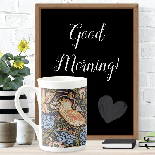 イチゴの葉の鳥ウイリアム・モリス ボーンチャイナマグカップ