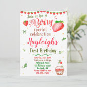 イチゴの誕生日の招待ベリー甘いパーティー 招待状 (スタンド正面)