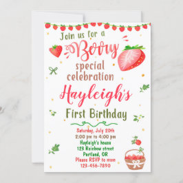 イチゴの誕生日の招待ベリー甘いパーティー 招待状