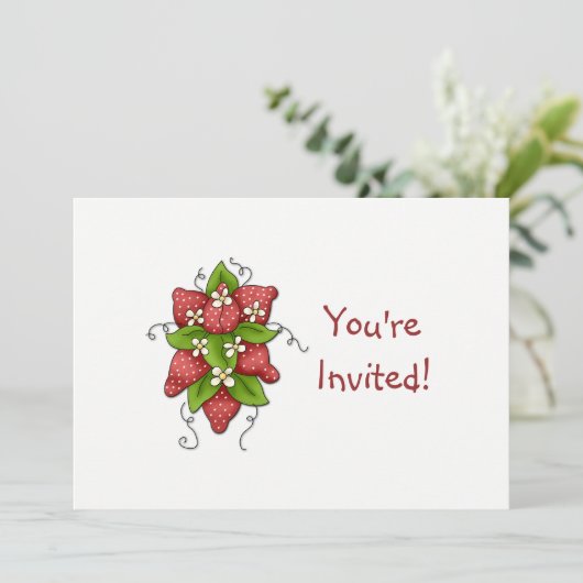 イチゴの誕生日パーティーの招待 招待状 (スタンド正面)