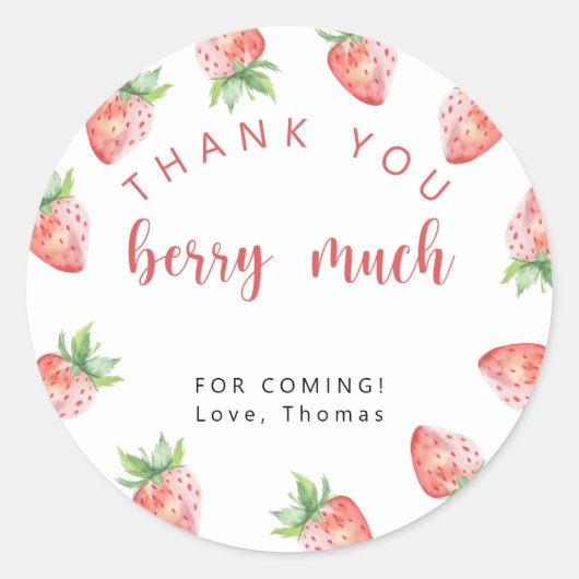 イチゴの誕生日パ感謝していーティーティー ラウンドシール (正面)