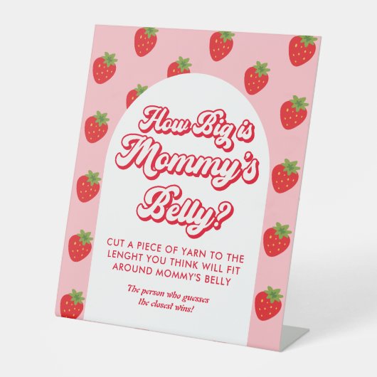 イチゴの赤ちゃんシャワーどのように大きいママの腹 台座サイン (正面)
