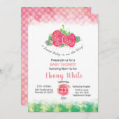 イチゴの赤ちゃんシャワーの招待状 招待状 (正面/裏面)