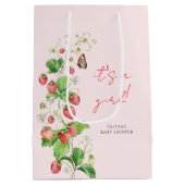 イチゴの赤ちゃんシャワー女の子 ミディアムペーパーバッグ (裏面)