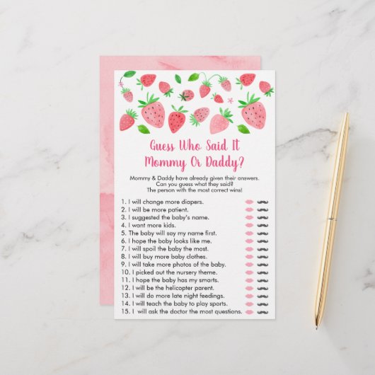 イチゴの赤ちゃんシャワー誰がゲームを言ったか推測 (正面/裏面インサイチュ)