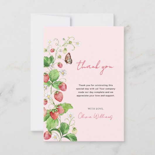 イチゴの赤ちゃんシャワー サンキューカード (正面)