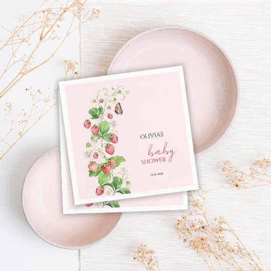 イチゴの赤ちゃんシャワー スタンダードカクテルナプキン