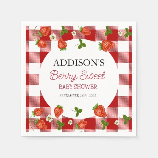 イチゴの赤ちゃんシャワー |ベリースウィート スタンダードカクテルナプキン (正面)