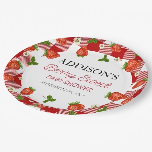イチゴの赤ちゃんシャワー |ベリースウィート ペーパープレート (アングル)