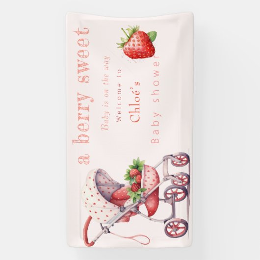 イチゴの赤ちゃんシャワー 横断幕 (縦)
