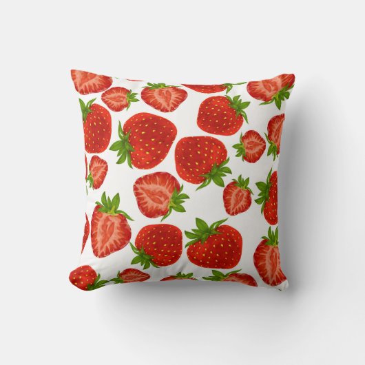 イチゴの鮮やかな赤いクッション クッション (正面)