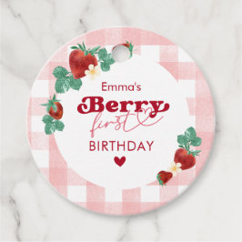 イチゴの1歳の誕生日の女の子 ストロベリー フェイバータグ