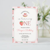 イチゴの1歳の誕生日パーティー 招待状 (スタンド正面)