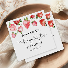 イチゴの1歳の誕生日 ベリー スイート ワン スタンダードカクテルナプキン
