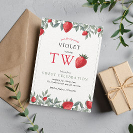 イチゴの2回目の誕生日 |ベリーの甘い水色 招待状