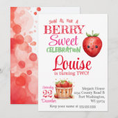 イチゴの2歳誕生日パーティー Berry Kids 誕生日 招待状 (正面/裏面)