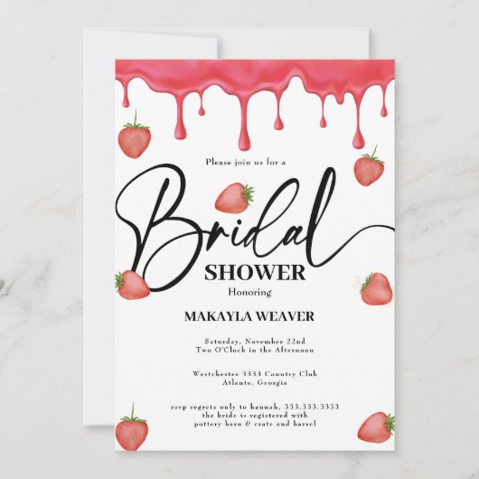 イチゴはアモーレブライダルシャワーの招待状 招待状 (正面)