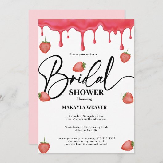 イチゴはアモーレブライダルシャワーの招待状 招待状 (正面/裏面)