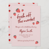 イチゴをテーマにしたブライダルシャワーの招待状 招待状 (正面/裏面)