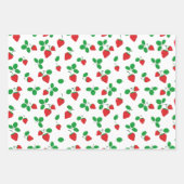 イチゴをテーマにした3ピース ラッピングペーパーシート (正面2)