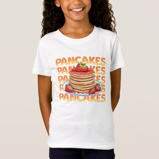 イチゴをトッピングしたパンケーキ Tシャツ (正面)