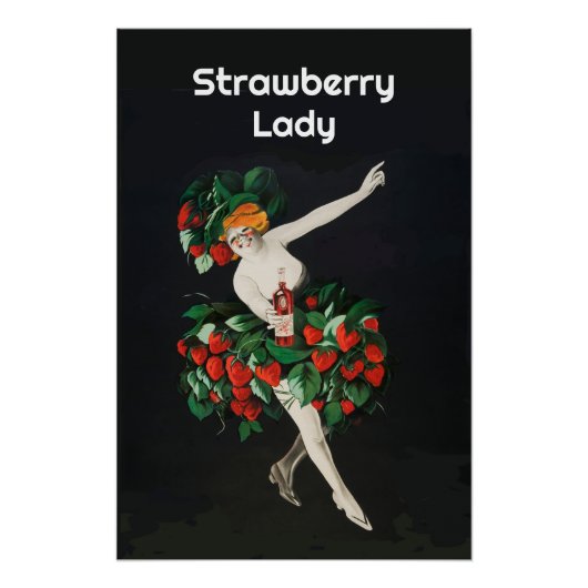 イチゴを持った女性アールヌーボー ポスター (正面)