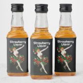 イチゴを持った女性アールヌーボー リキュールボトルラベル (ボトル)