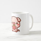 イチゴを持った豚 コーヒーマグカップ (正面右)