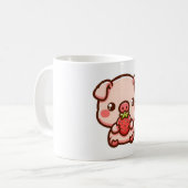 イチゴを持った豚 コーヒーマグカップ (正面左)