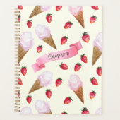イチゴアイスクリーム可愛いパーソナライズされた手描き プランナー手帳 (正面)