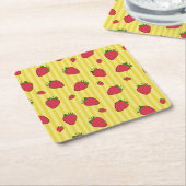 イチゴイラストレーション スクエアペーパーコースター (アングル)