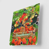 イチゴカラフル時間 スクエア壁時計 (傾斜)