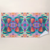 イチゴカラフル ビーチタオル (正面)