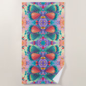 イチゴカラフル ビーチタオル (正面)