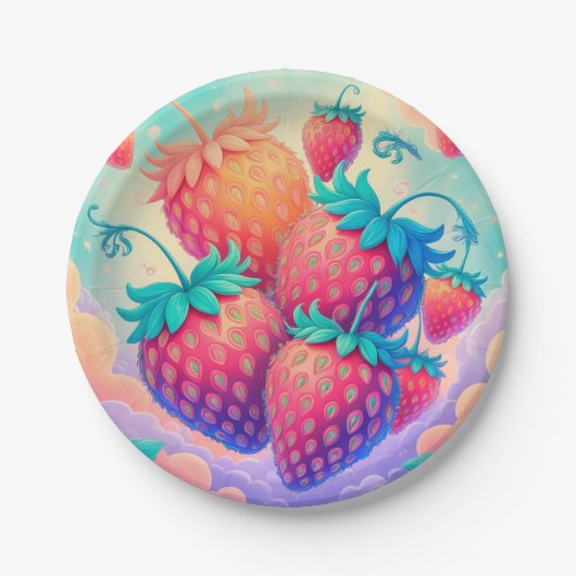 イチゴカラフル ペーパープレート (正面)