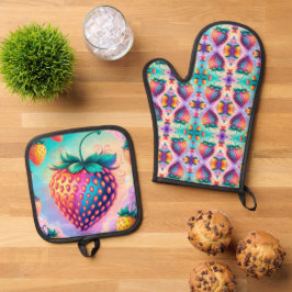 イチゴカラフル 鍋つかみ&鍋敷きセット